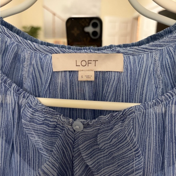 LOFT Light Blue Ruffle Blouse - Picture 2 of 4